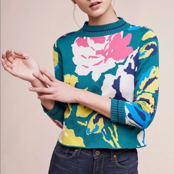 Anthropologie Sweaters - Anthropologie HWR Laine Floral Pullover Sweater L